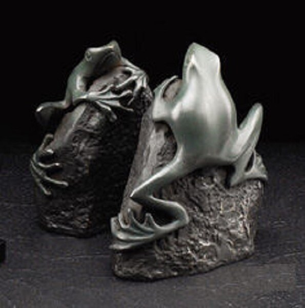 Frog Bookends Sculptures Made of Metal Decorative Art